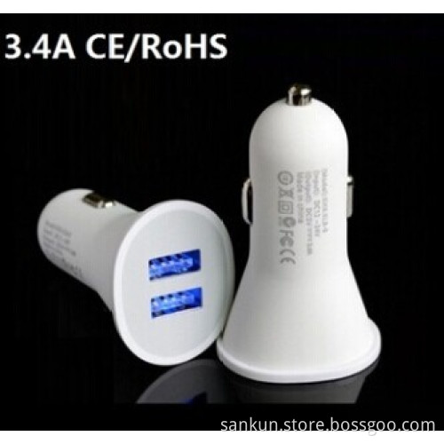 Hot!!!2014 China Available 5V 2A Portable USB Car Charger for iPhone/iPad/ Mobile Phone Car USB Charger